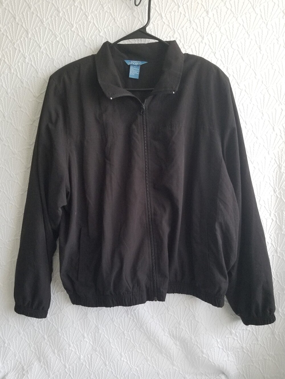 Koret Sport Jacket Black Full Zip Pockets Windbreaker Lined Men's XL